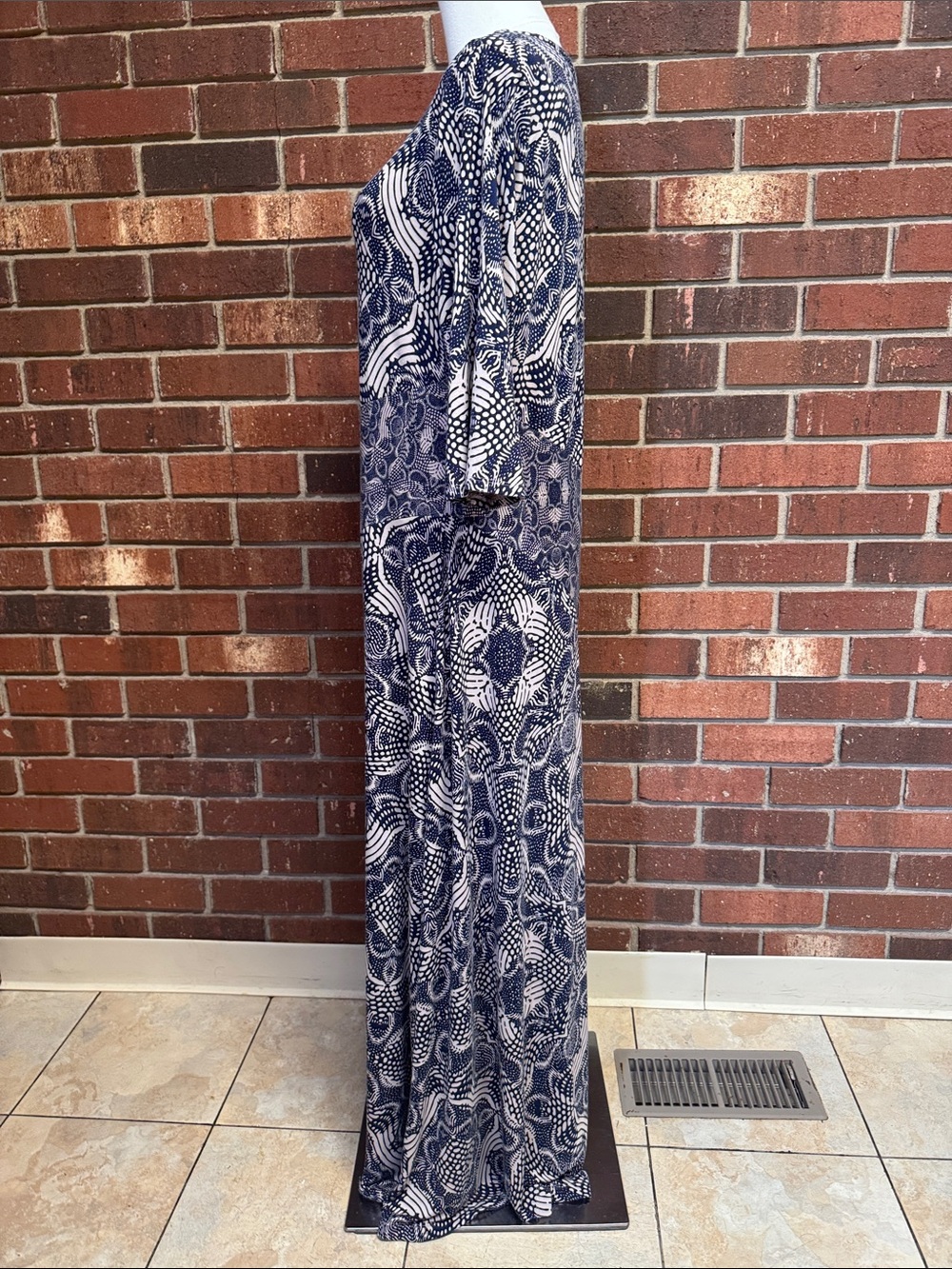 Soft Surroundings Juliette Jersey Navy & Neutral Tile Maxi Dress Size XL - Picture 9 of 11